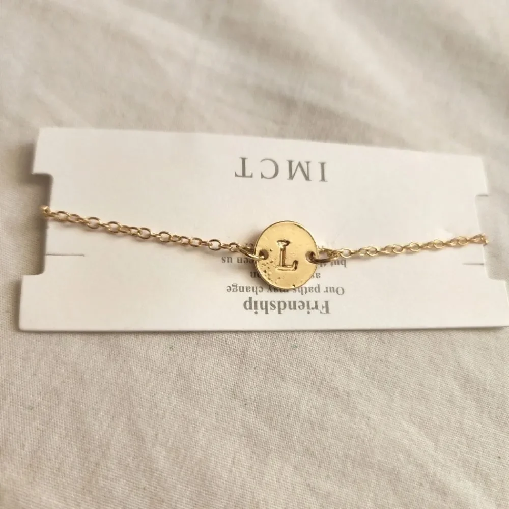 3 for $18 Super Dainty Initial  L  Bracelet 14k Gold Filled